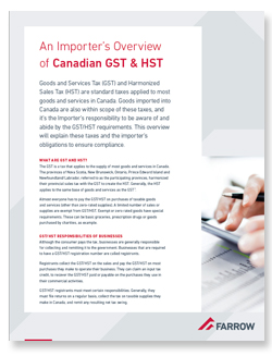 Importing Guide to GST & HST Canada | Farrow